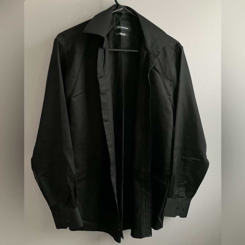 Long sleeve button down black casual dress shirt